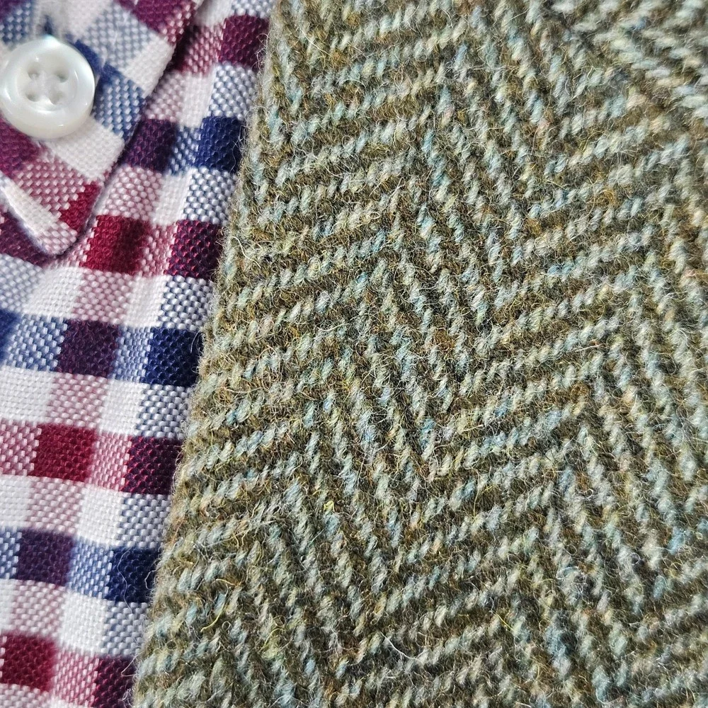 Land's End Men's Tweed Style Sport Coat Blazer Two Button Olive Wool & Lamb 41L